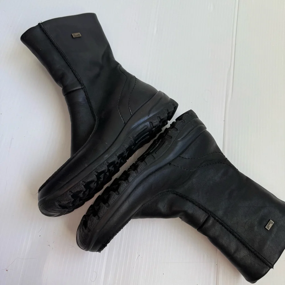 Rieker fur lined leather Womens Black Winter Boots size 37 / 6-6.5 US